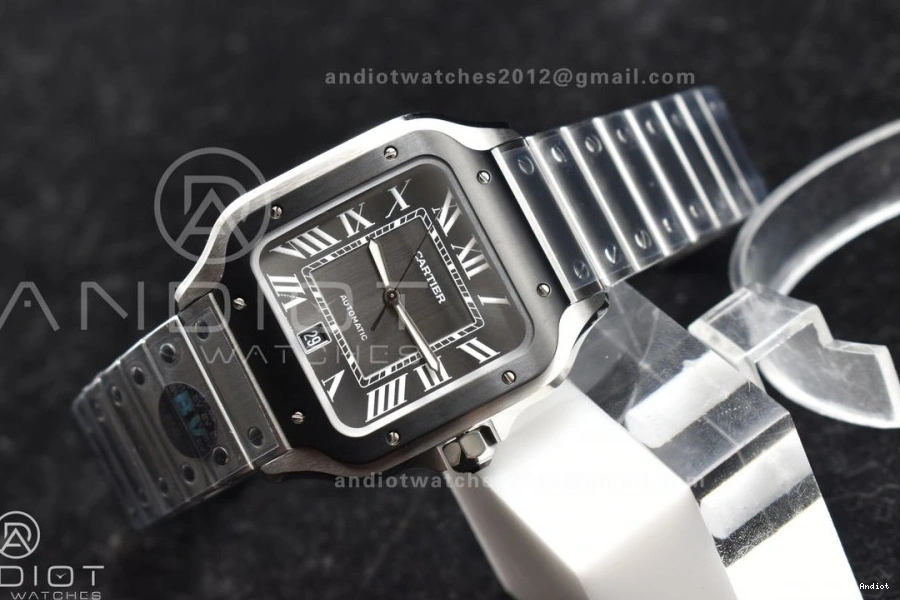 MIYOTA 1:1 Cartier Black Best 40mm on Dial SS Santos Gray Edition 9015 SS de Bezel Bracelet BVF 0401